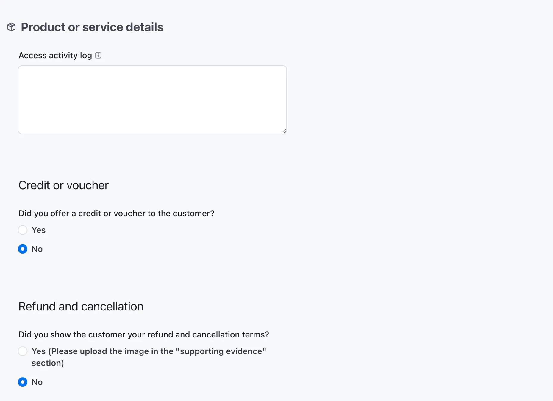 I left the access activity log blank but uploaded a csv with the login data